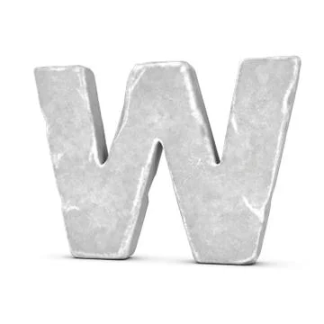Rendering of stone letter W isolated on white background Stock Illustration