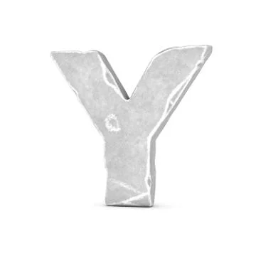 Rendering of stone letter Y isolated on white background Stock Illustration
