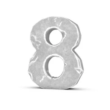 Rendering of stone number 8 isolated on white background Illustration