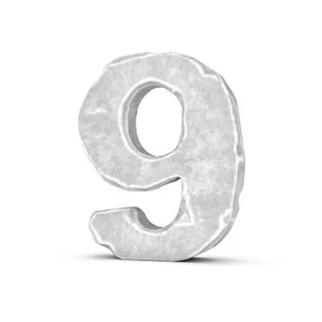 Rendering of stone number 9 isolated on white background Stock Illustration
