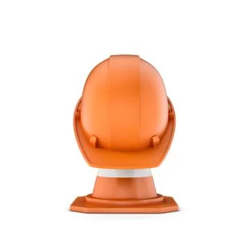 Rendering of striped traffic cone and helmet on it Stock Illustration