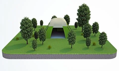 Rendering. tent in the forest Stock Illustration