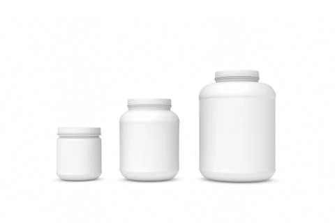 Rendering three blank white plastic jars of different sizes Stock-Illustration