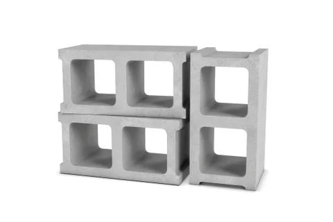 Rendering of three cinder blocks isolated on white background イラスト素材