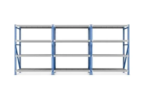 Rendering of three metal racks put together, isolated on the white background Stock Illustration