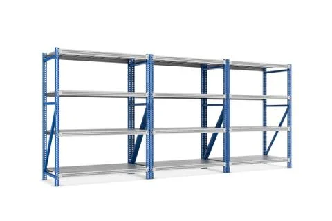 Rendering of three metal racks put together, isolated on the white background Stock Illustration