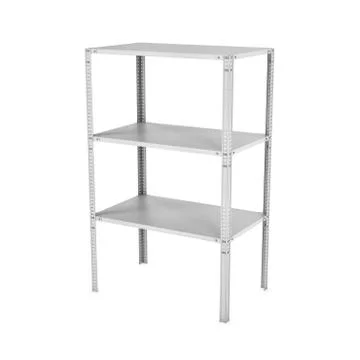Rendering of three-storey light metal rack isolated on the white background Stock Illustration