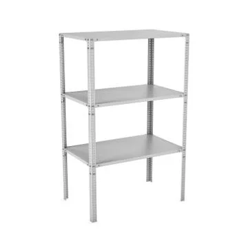 Rendering of three-storey light metal rack isolated on the white background Stock Illustration
