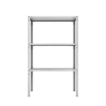 Rendering of three-storey light metal rack isolated on the white background Stock Illustration