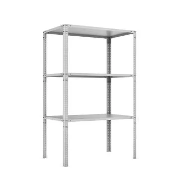 Rendering of three-storey light metal rack isolated on the white background Stock Illustration