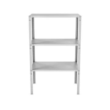 Rendering of three-storey light metal rack isolated on the white background Stock Illustration