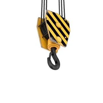 Rendering of tower crane hook isolated on the white background Stock Illustration