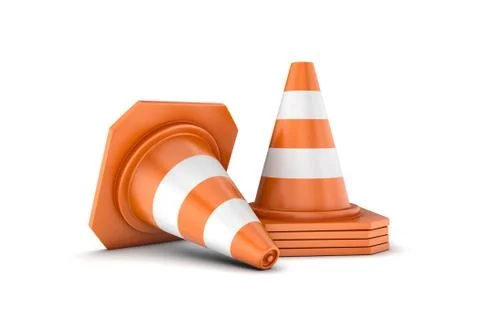 Rendering of traffic cones isolated on the white background Stock Illustration