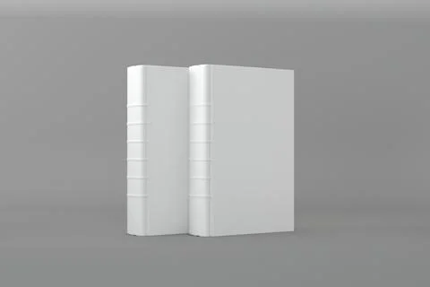 Rendering of two books with white covers and copy space over a gray backgroun Ilustração Stock