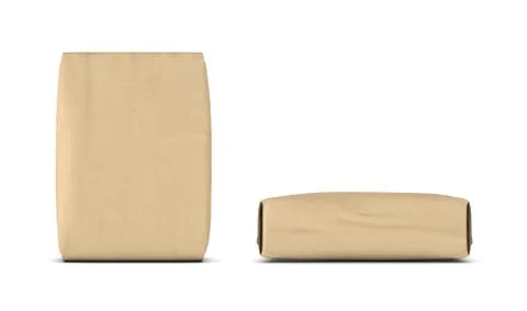 Rendering of two light beige cement sacks, side and front view, isolated on the 스톡 일러스트