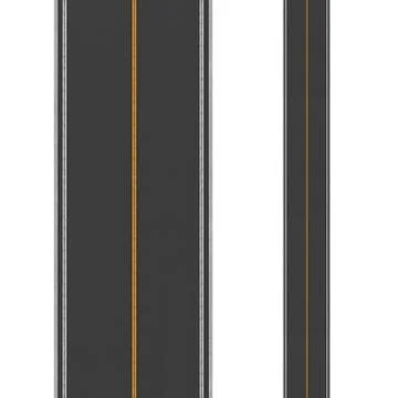 Rendering of two-way road on white background. Top view Stock Illustration