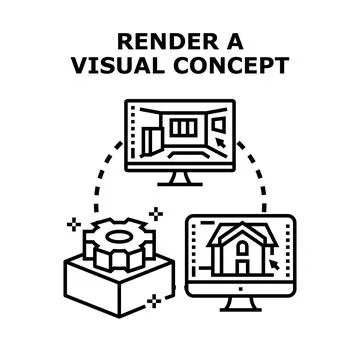 Rendering visual concepts for architectural and interior design Stock Illustration