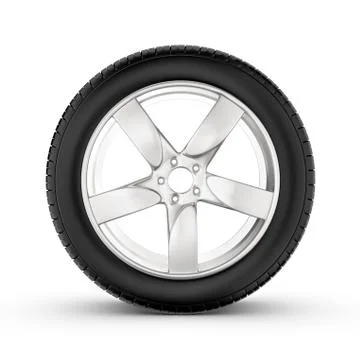 Rendering of wheel with one in profile isolated on white background Stock Illustration