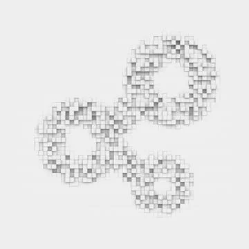 Rendering white connections icon made up of many square uneven blocks Stock Illustration