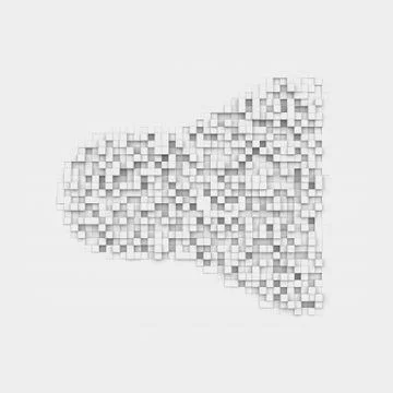 Rendering white megaphone icon made up of many square uneven blocks イラスト素材