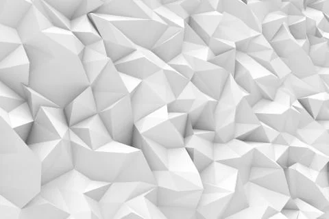 Rendering of white polygonal triangular geometric abstract background Stock Illustration