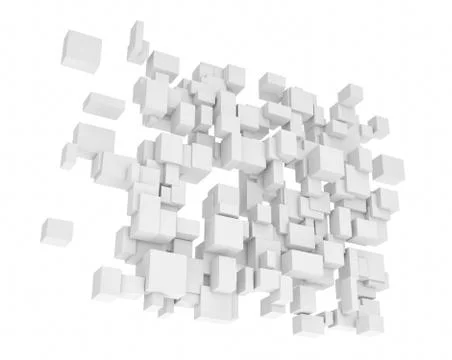 Rendering of white square and rectangle blocks hanging vertically Stock-Illustration