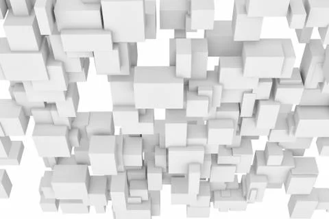Rendering of white square and rectangle blocks Illustration