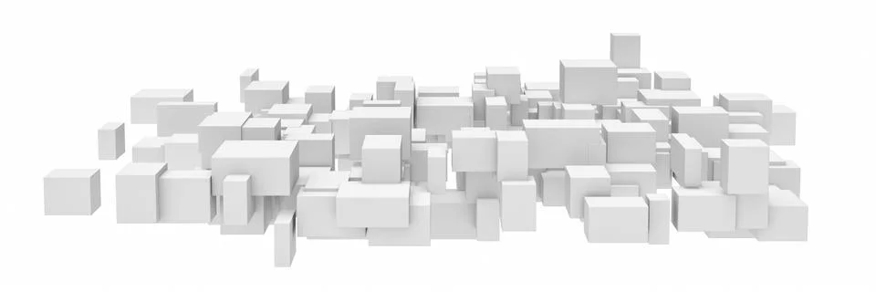 Rendering of white square and rectangle blocks Stock Illustration