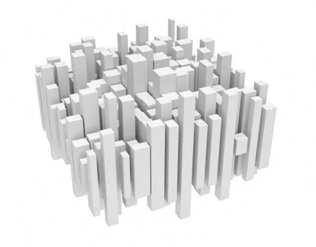 Rendering white uneven vertical columns of different sizes Stock Illustration