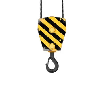 Rendering of yellow and black striped hook, isolated on white background Stock Illustration
