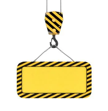 Rendering of yellow board hanging on hook with two ropes Stock Illustration