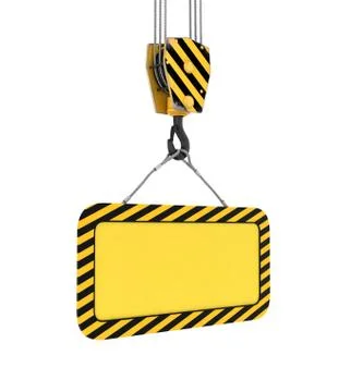 Rendering of yellow board hanging on hook with two ropes Stock Illustration