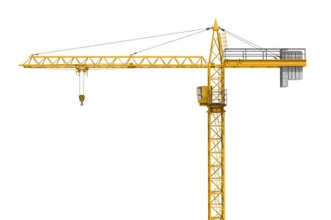 Rendering of yellow construction crane isolated on white background Stock Illustration