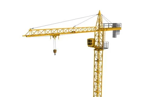 Rendering of yellow construction crane isolated on white background Stock Illustration