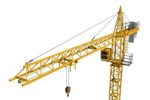 Rendering of yellow construction crane isolated on white background Stock Illustration