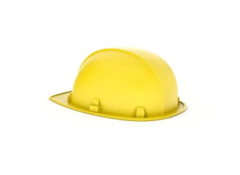 Rendering of yellow hardhat isolated on the white background Illustrazione stock