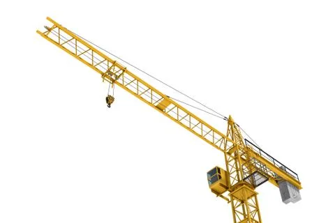 Rendering of yellow tower crane, bottom view, isolated on the white background Stock Illustration