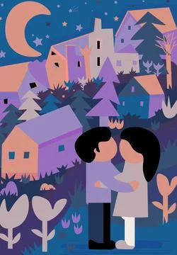 Rendezvous behind the village Stock Illustration