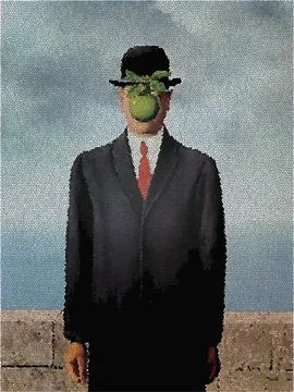 Rene Magritte 'The Son of Man'. Vector illustration hand drawn Stock Illustration
