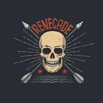 Renegade skull with arrows Stock Illustration