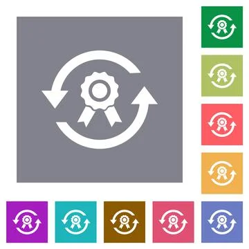Renew certificate square flat icons Stock Illustration