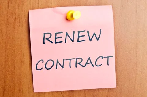 Renew contract post it 스톡 사진