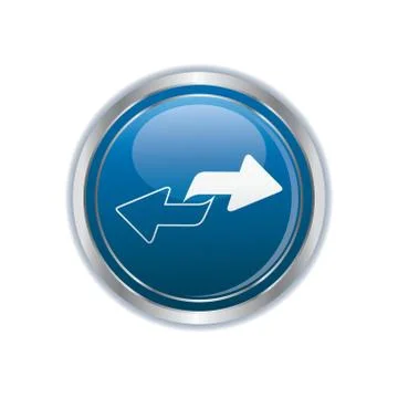 Renew symbol on blue silver button Stock Illustration