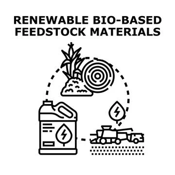 Renewable bio based feedstock materials concept illustration Stock Illustration