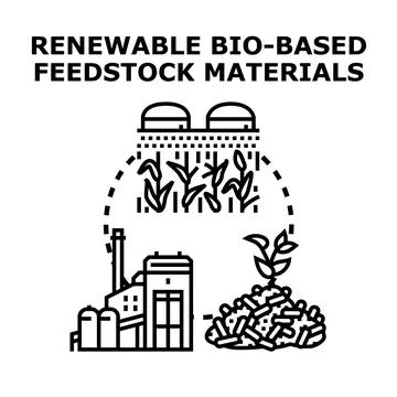 Renewable bio based feedstock materials concept processing cycle Stock-Illustration
