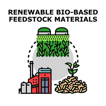 Renewable bio based feedstock materials concept processing cycle Stock Illustration