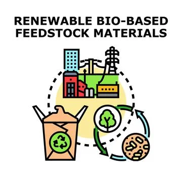 Renewable bio based feedstock materials concept generating clean energy Stock Illustration