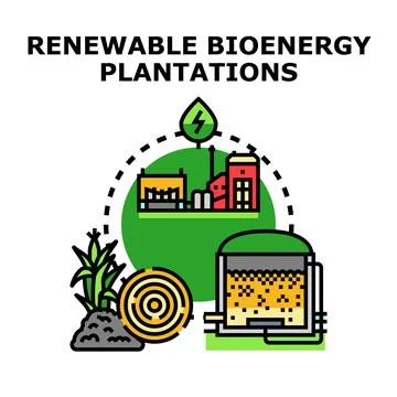 Renewable bioenergy plantations concept developing sustainable energy produ.. Stock Illustration