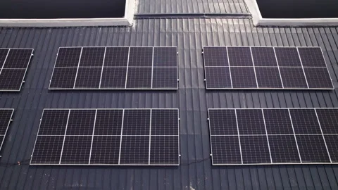 Renewable clean energy, modern rooftop solar panels installation in residential  Video stock 346003872