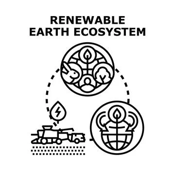 Renewable earth ecosystem concept creating sustainable future Stock Illustration